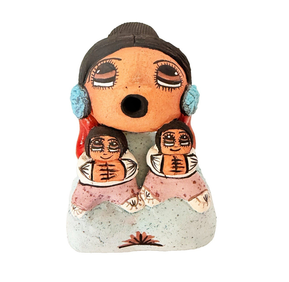Native American Pueblo Storyteller Pottery Figure Evez 1991 Figurine Sculpture